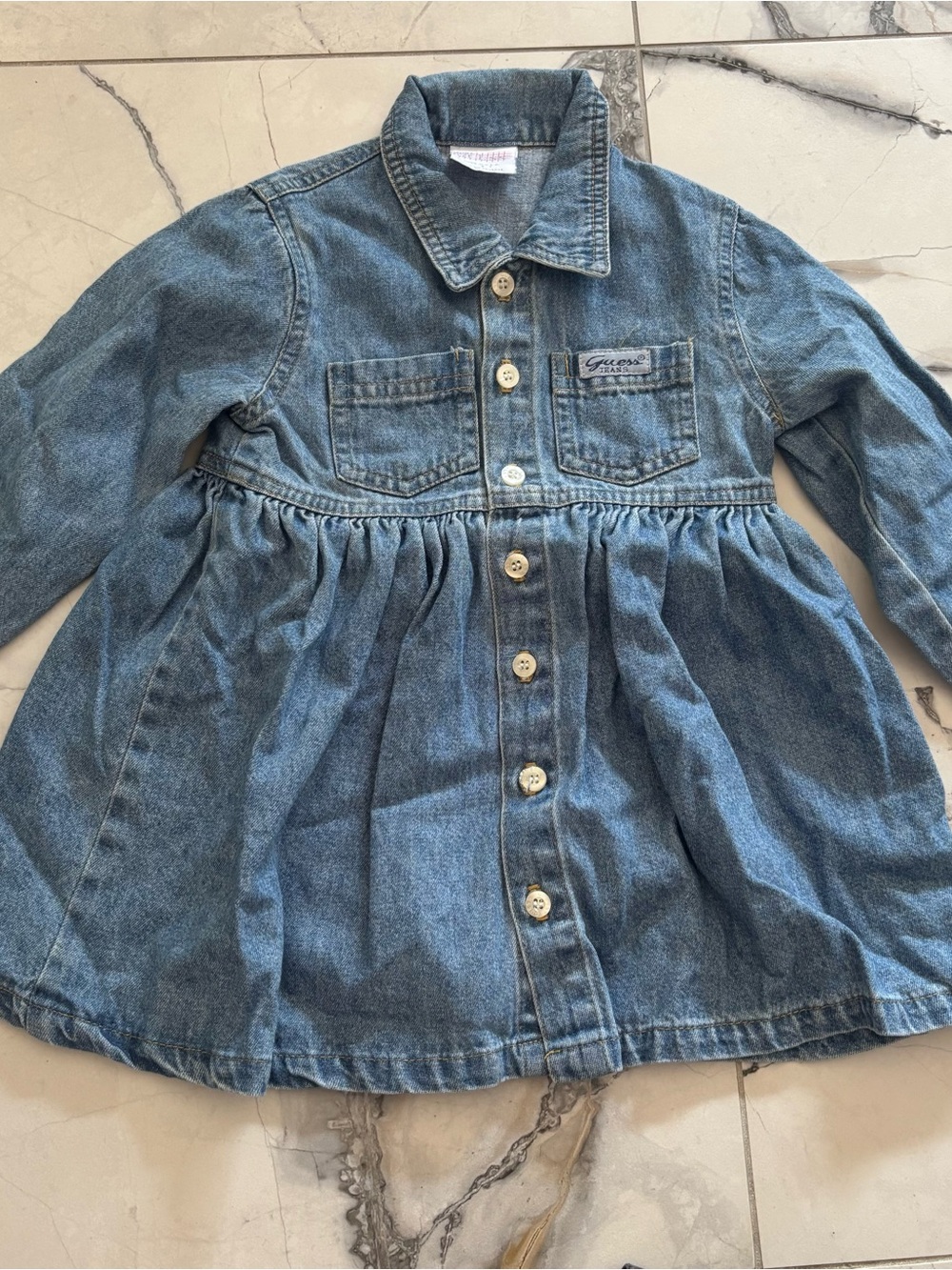Guess Girls' Blue Denim Button-Front Jacket Dress